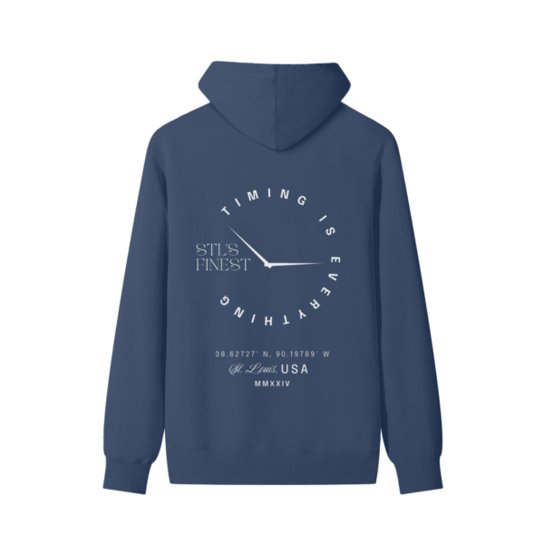 Timing Is Everything – Elegant Navy Hoodie